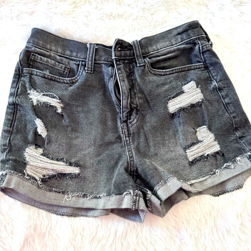 Black stretch ripped denim jeans